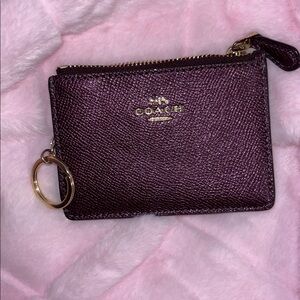 Metallic Purple Coach Card/ID Wallet Keychain